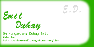 emil duhay business card